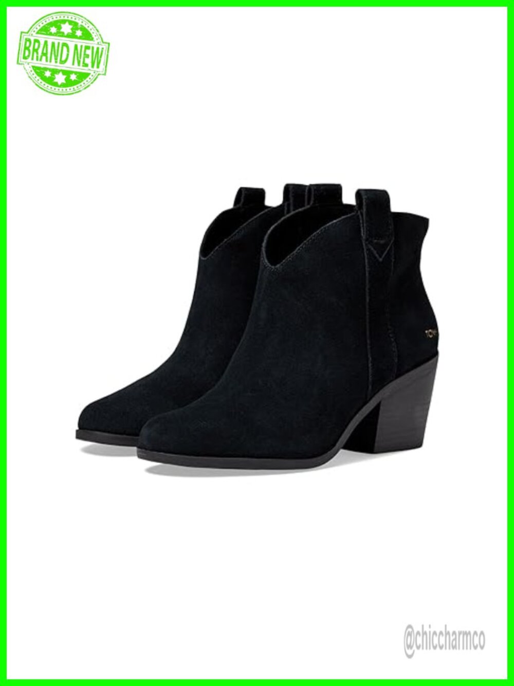 Western Ankle Bootie Suede Textile Heeled Pull Tab Comfort Insole 2.75"